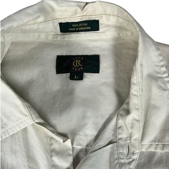 Club Room Button Down Short Sleeve Casual Shirt Size Large 100% Cotton Light Tan - Picture 4 of 7
